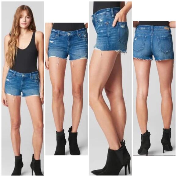 BlankNYC The Astor Cut-Off Raw Hem Denim Short Size 25 Blue Jean Shorts - Picture 12 of 12